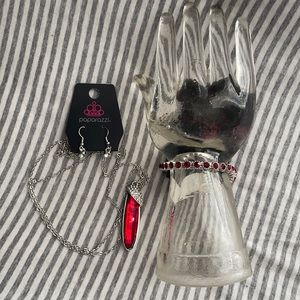 NIP- Paparazzi Spontaneous Sparkle Red Necklace and Starry Social Red Bracelet